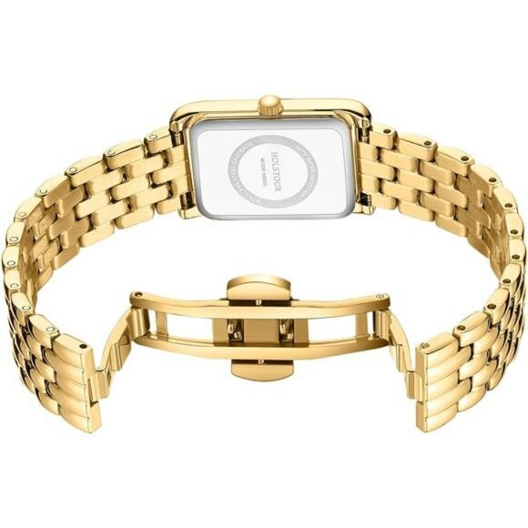 Vintage Gold Roman Numeral Watch Womens Waterproof Rectangular Dial Gift - Picture 3 of 7